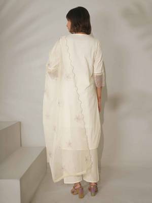 organza cotton chikankari embroidered with purple sequence work suit set 4