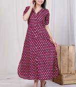 relaxed fit red floral printed a-line pure cotton midi dress