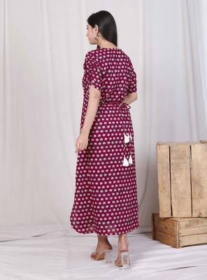 relaxed fit red floral printed a-line pure cotton midi dress 4