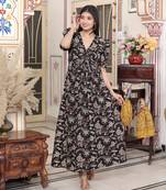 multicolored pleated puff sleeve floral pure cotton butterfly maxi dress