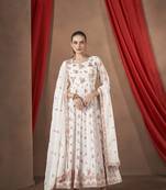 White Embroidered georgette stitched anarkali suit