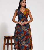 Women's navy blue and mustard kurta