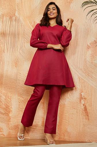 Women's maroon co ords set