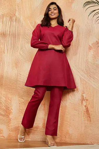 Women's maroon co ords set