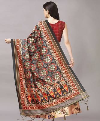 beige Digital Floral Print Satin Silk  Lehenga Choli with Dupatta 4