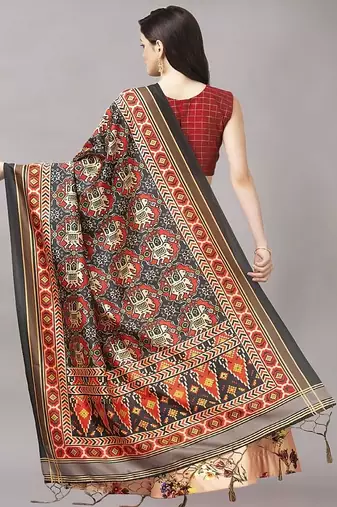 beige Digital Floral Print Satin Silk  Lehenga Choli with Dupatta