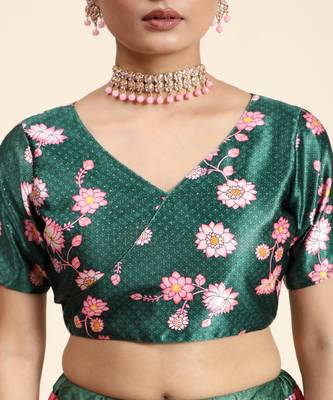 tan Motif Print Shiney Satin Lehenga Choli With Unstitched Digital Print Blouse and Shiney Assam Silk Dupatta 3
