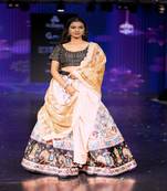 black Motif Print Shiney Satin Lehenga Choli With Unstitched Multi Sequin Blouse and Shiney Chinon Silk Dupatta