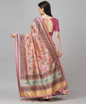 silver Floral Print Satin Silk  Lehenga Choli With Jacquard Unstitched Blouse and Assami Silk Thread Work Dupatta 3