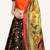 dark-black Floral Print Satin Silk Lehenga choli With Jacquard Unstitched Blouse and Assami Silk Thread Work Dupatta