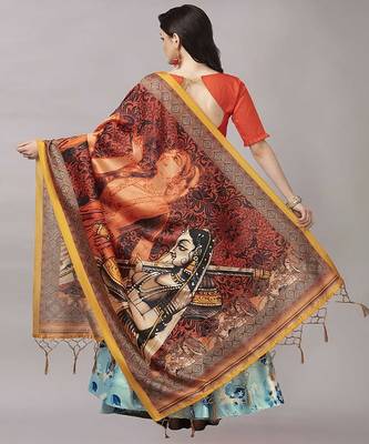 aqua-blue Floral Print Satin Silk  Lehenga Choli With Jacquard Unstitched Blouse and Assami Silk Thread Work Dupatta 3