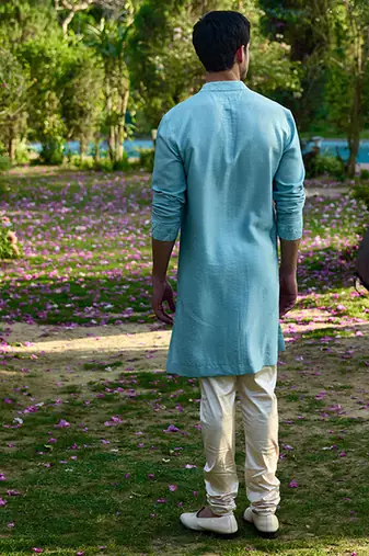 Powder blue akbari bandi set