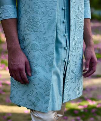 Powder blue akbari bandi set 3