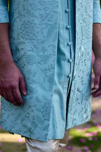 Powder blue akbari bandi set