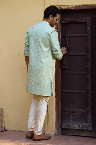 Mint green fateh bandi set