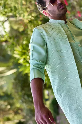 Mint green fateh bandi set