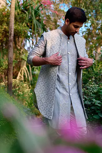 Ash grey rambagh bandi set