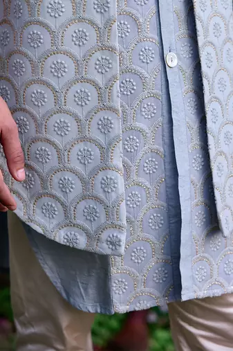 Ash grey rambagh bandi set