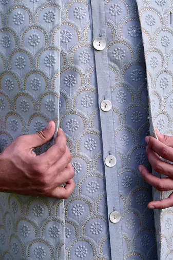 Ash grey rambagh bandi set