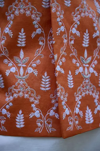 Sunset orange & off -white gohar bandi set