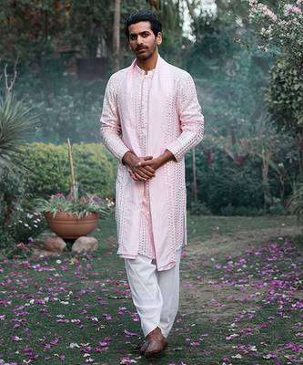Powder pink jalalgarh kurta set 1