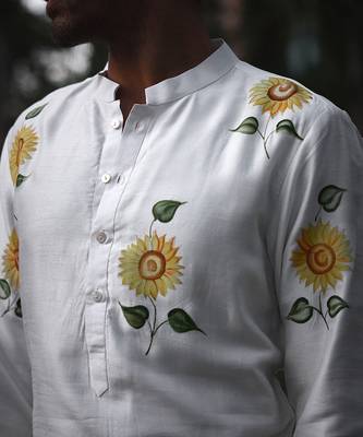 Off -white alwar hand painted kurta set 5