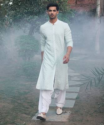 Powder blue hawa mahal kurta set 1