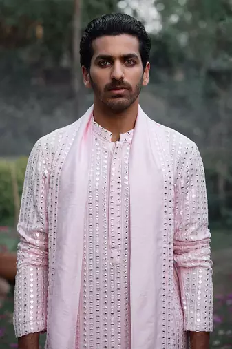 Powder pink jalalgarh kurta set