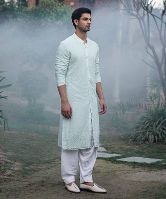Powder blue hawa mahal kurta set 2