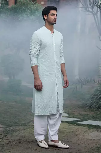 Powder blue hawa mahal kurta set