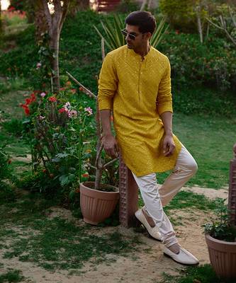 Mustard dholpur kurta set 1