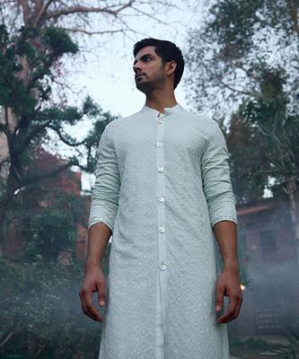Powder blue hawa mahal kurta set 4