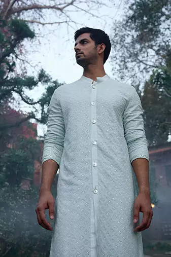 Powder blue hawa mahal kurta set