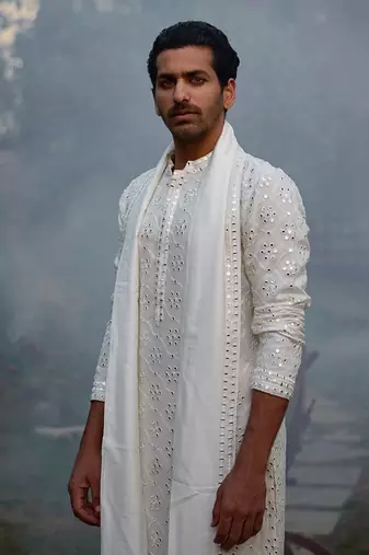 Ivory ranbir kurta (ivory) set