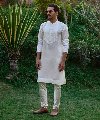 Ivory pleated kurta set 3