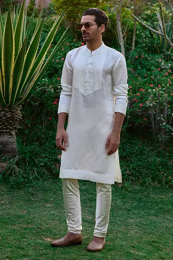 Ivory pleated kurta set