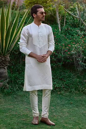 Ivory pleated kurta set