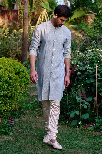 Ash grey mandawa kurta set
