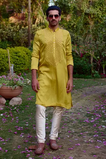 Yellow fatehgarh kurta set