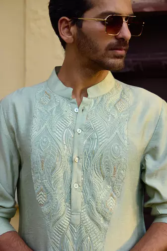 Mint green gajner kurta set