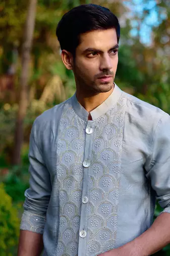 Ash grey mandawa kurta set