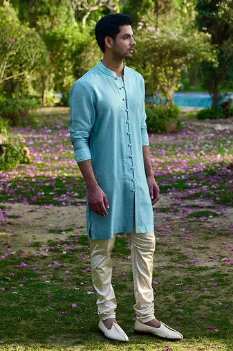 Powder blue mysore kurta set