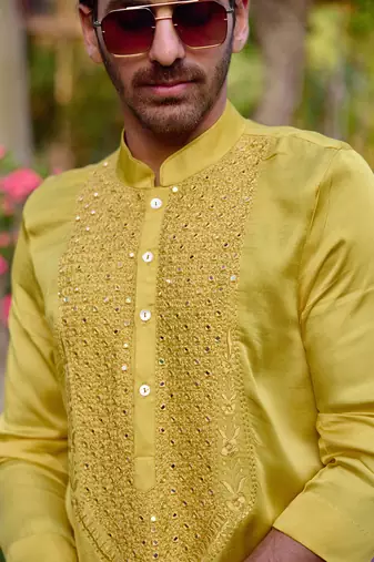 Yellow fatehgarh kurta set