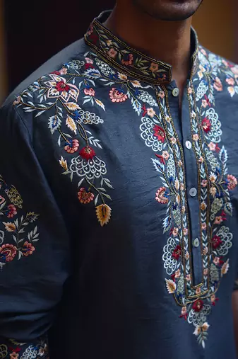 Slate grey asirgarh kurta set