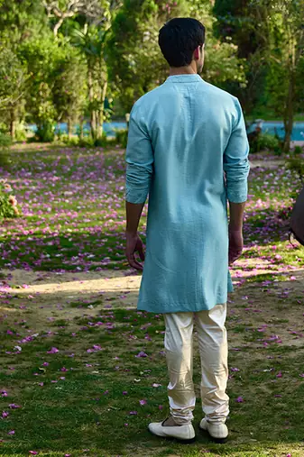 Powder blue mysore kurta set