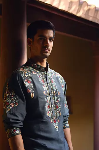 Slate grey asirgarh kurta set