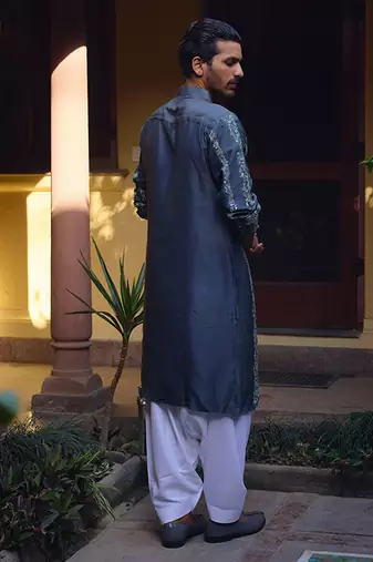 Slate grey jaisalmer kurta set