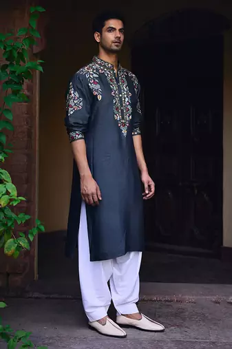 Slate grey asirgarh kurta set