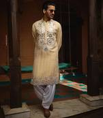 Off -white & gold juna mahal gold kurta set
