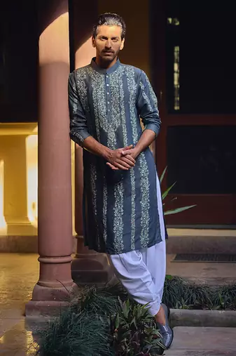 Slate grey jaisalmer kurta set